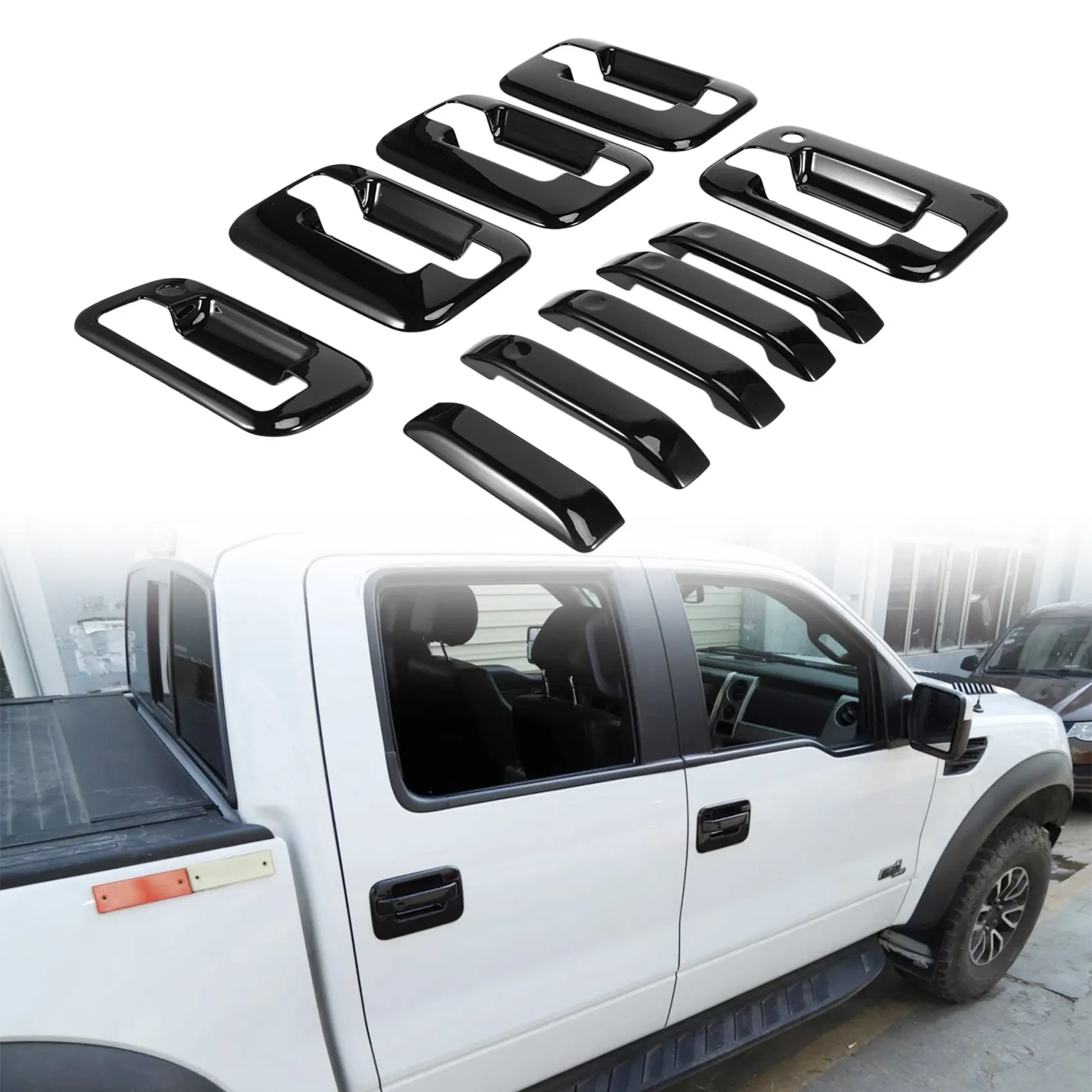 External Door Handle Covers Without Keypad & Tailgate Cover with Keyhole for 2004-2019 Ford F-150 F150 Glossy Black
External Door Handle Covers Without Keypad & Tailgate Cover with Keyhole for 2004-2019 Ford F-150 F150 Glossy Black