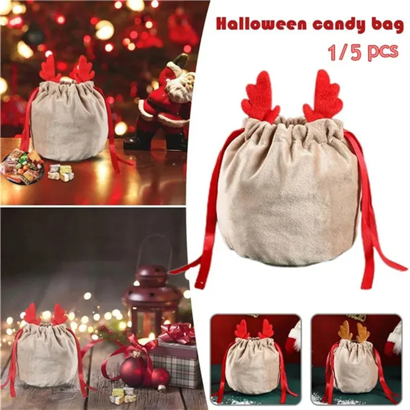 5pcs Christmas Drawstring Velvet Gift Bag Reindeer Antlers Candy Packaging Bags Gifts Pouches Christmas Wedding Party Supplies
5pcs Christmas Drawstring Velvet Gift Bag Reindeer Antlers Candy Packaging Bags Gifts Pouches Christmas Wedding Party Supplies