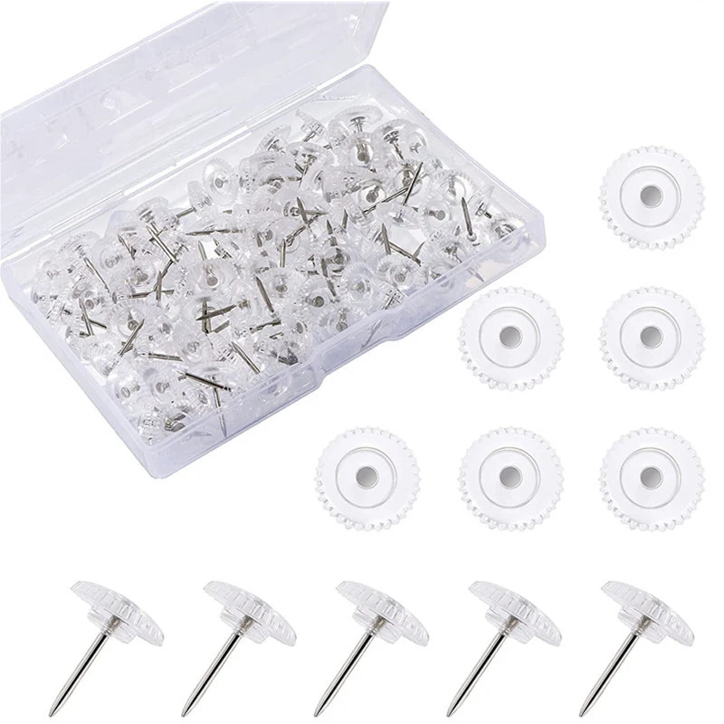 100 Pcs Transparent Map Pins Multi-purpsoe Gear-like Pushpins Decorative Thumb Tacks for Office School Bulletin Boards
100 Pcs Transparent Map Pins Multi-purpsoe Gear-like Pushpins Decorative Thumb Tacks for Office School Bulletin Boards