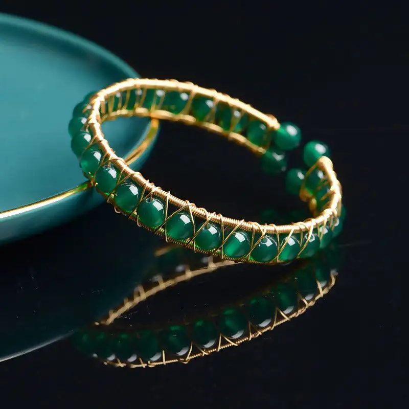 Cyan Jade Bead Luck Healing Bracelet 
Cyan Jade Bead Luck Healing Bracelet