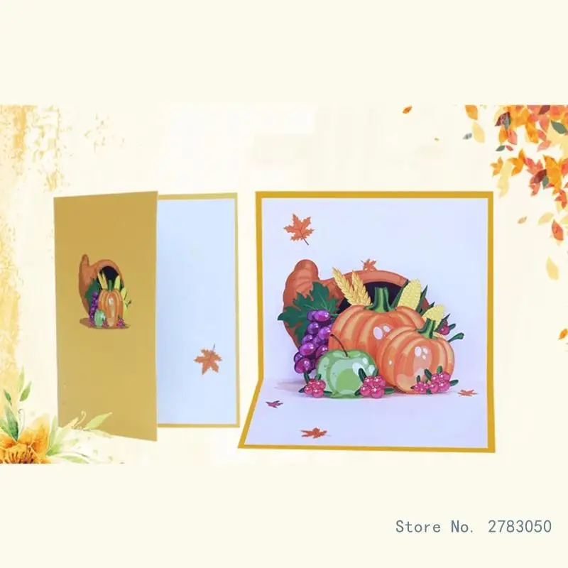 

5 шт. 3D поздравительная открытка с тыквой, Кленовым листом на День Благодарения, праздничные бумажные открытки для дня рождения, свадьбы, нового года