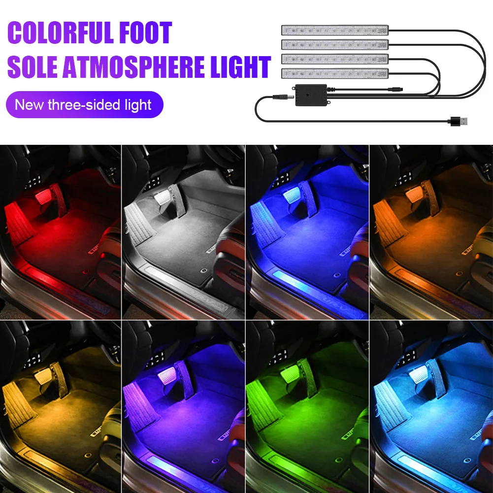 4 In 1 Car Interior Atmosphere Light With Remote Control/Voice-Activated 8 Colors 4 Modes USB/12V LED Car Foot Light
4 In 1 Car Interior Atmosphere Light With Remote Control/Voice-Activated 8 Colors 4 Modes USB/12V LED Car Foot Light