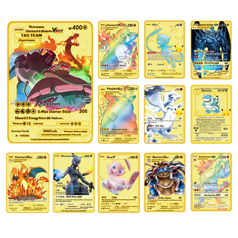 27 Styles Pokemon English Metal Game Anime Battle Card Gold Charizard Pikachu Collection Card Anime Pokemon Card Child Toy
27 Styles Pokemon English Metal Game Anime Battle Card Gold Charizard Pikachu Collection Card Anime Pokemon Card Child Toy