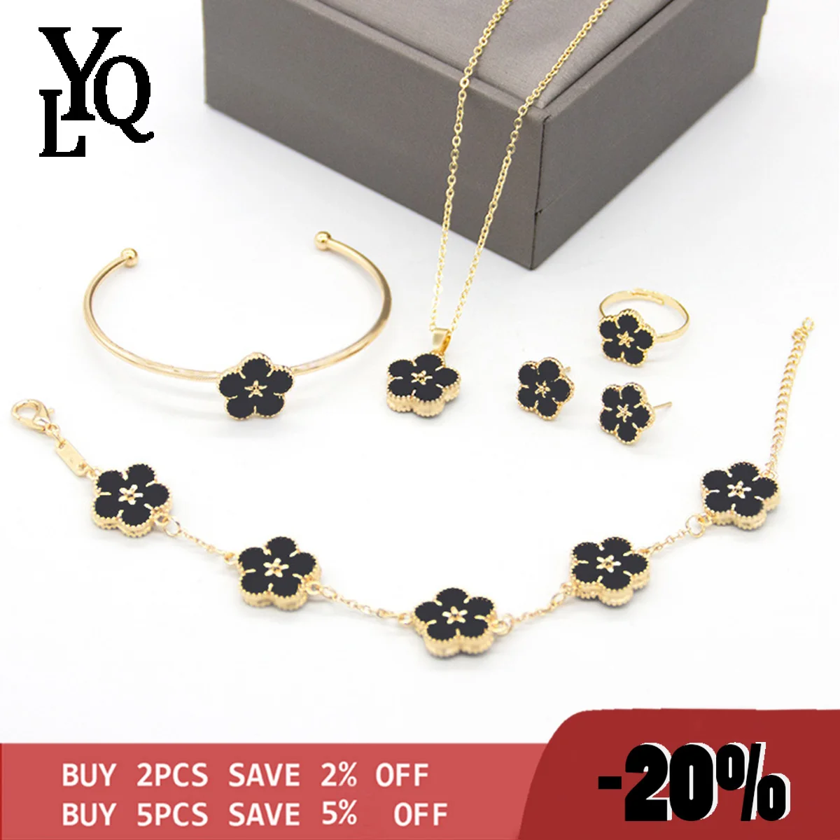 3-piece Set/5-piece Set Flower Necklace Ring Earring Jewelry Set Women's Fashion Double-sided Shell Gold Chain Jewelry Gift
3-piece Set/5-piece Set Flower Necklace Ring Earring Jewelry Set Women's Fashion Double-sided Shell Gold Chain Jewelry Gift