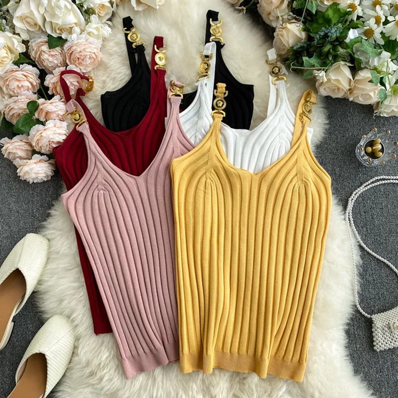 Fashion Women Summer Basic Tops Sexy Strappy Sleeveless Crop Top 2021 Female Casual Solid Color Ribbed Knit Vest
Fashion Women Summer Basic Tops Sexy Strappy Sleeveless Crop Top 2021 Female Casual Solid Color Ribbed Knit Vest