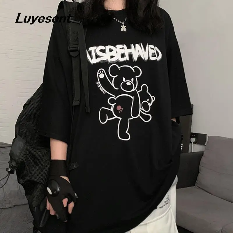 Black Gray Japanese Female Harajuku O Neck T-shirt 2022 Summer Lady Cute Cartoon Bear Letter Short Sleeve T Shirts Couple Top
Black Gray Japanese Female Harajuku O Neck T-shirt 2022 Summer Lady Cute Cartoon Bear Letter Short Sleeve T Shirts Couple Top