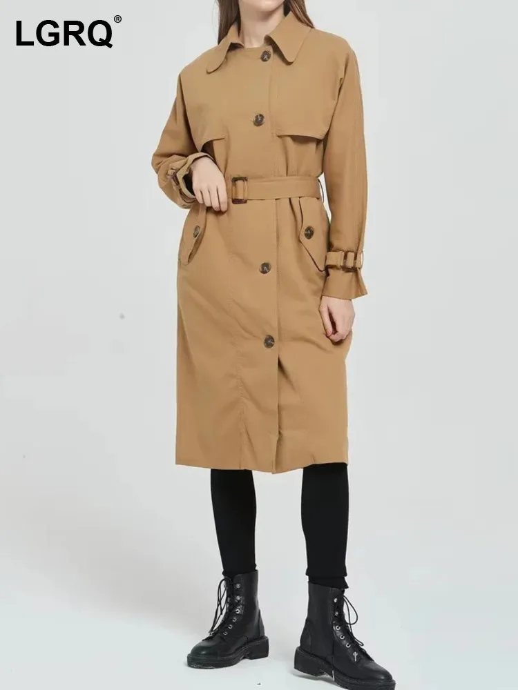 LGRQ Autumn 2023 Women's Long Trench Solid Full Sleeve Single Breasted Turn-down Collar Pockets Patchwork Belt Long Coat 19J2575
LGRQ Autumn 2023 Women's Long Trench Solid Full Sleeve Single Breasted Turn-down Collar Pockets Patchwork Belt Long Coat 19J2575