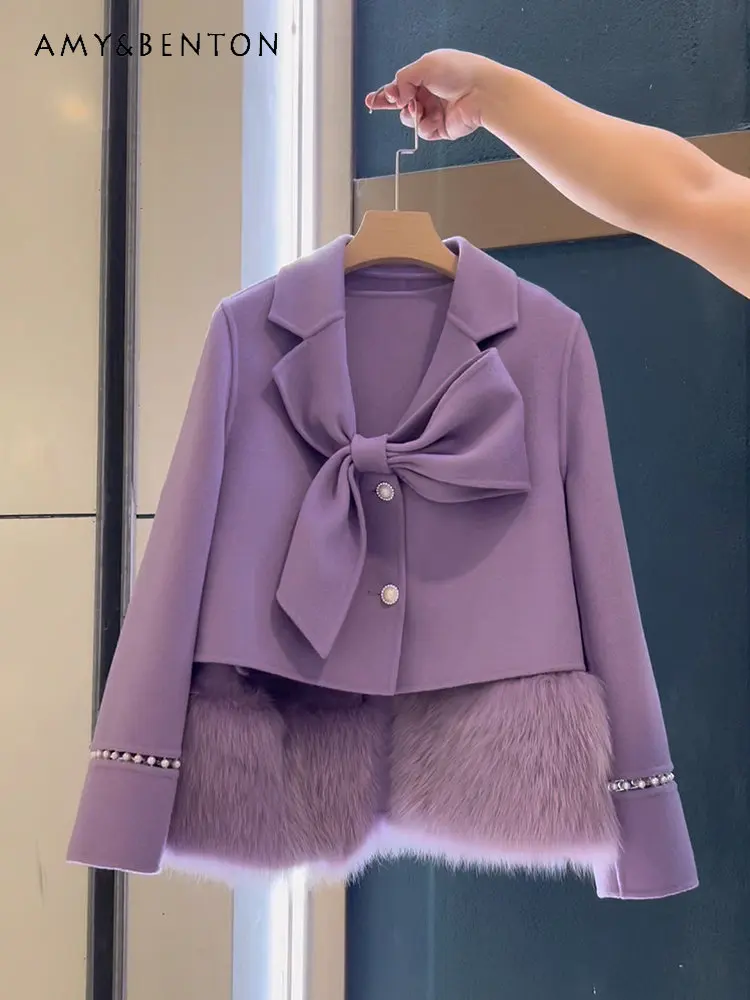 Autumn Winter Niche High Sense Elegant Socialite Korean Female Gold Short Purple Coat Long Sleeve Solid Color Jackets
Autumn Winter Niche High Sense Elegant Socialite Korean Female Gold Short Purple Coat Long Sleeve Solid Color Jackets