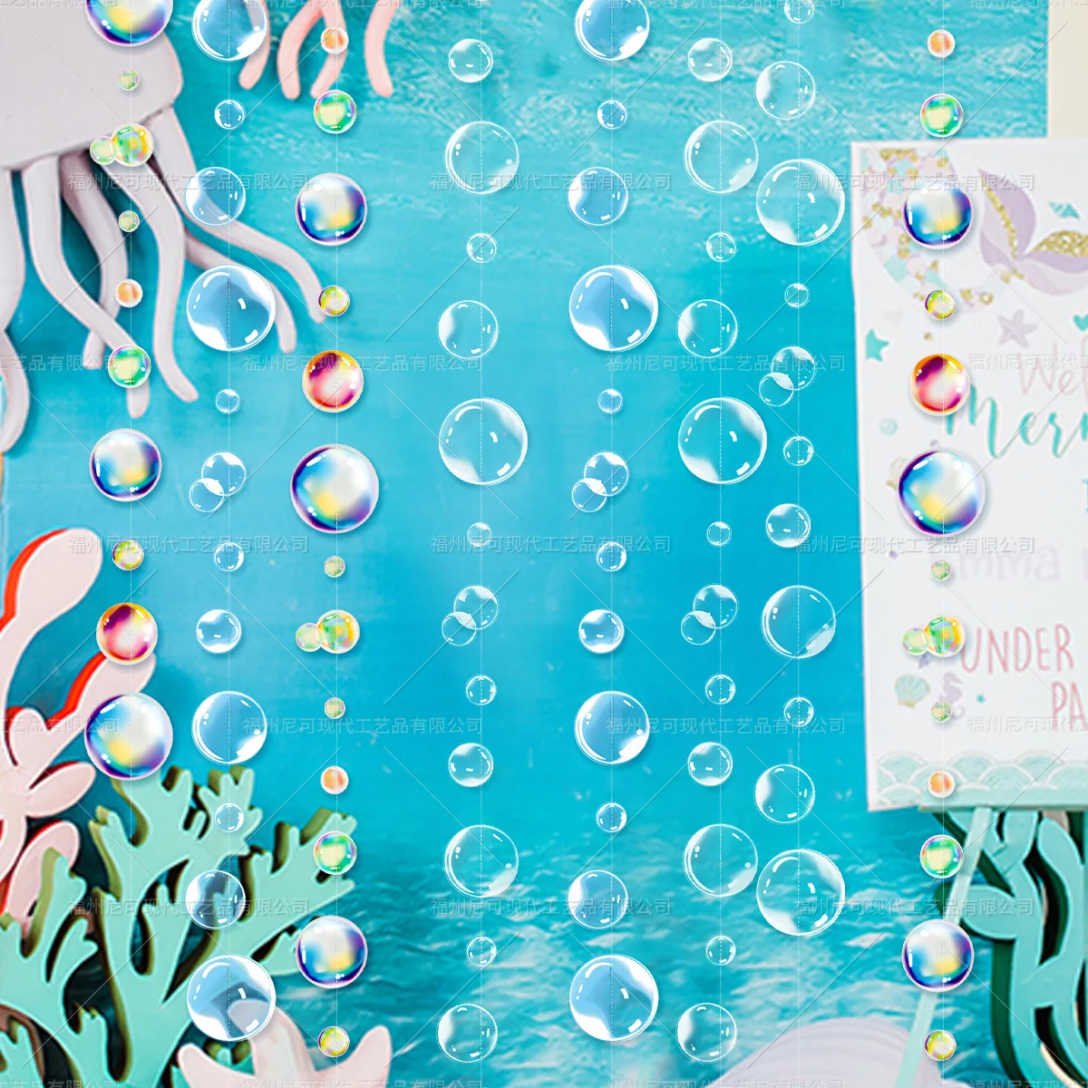 

Round Bubble Pendants Ocean Theme Parti Decor mermaid jellyfish Kids Boy Girls Happy Under The Sea Theme Birthday Parti Banner
