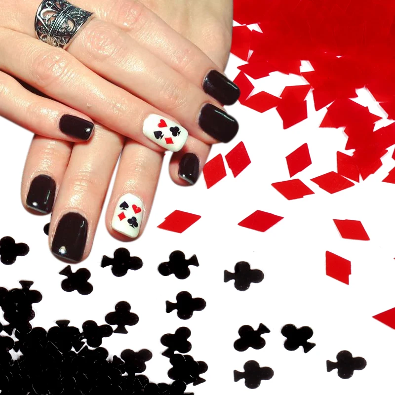 12 Pcs/Set Red Black Playing Cards Sequins Glitter Nail Art Decoration Poker Heart Letter Design Nail Supplies Accessories Ongle
12 Pcs/Set Red Black Playing Cards Sequins Glitter Nail Art Decoration Poker Heart Letter Design Nail Supplies Accessories Ongle