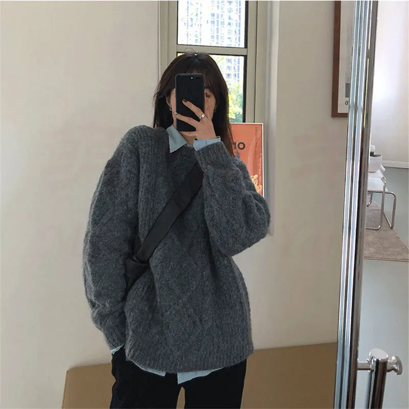 Women's Sweater 2022 Autumn Winter Simple Twist Print Pullover Fashion Solid Color Loose Round Neck Versatile Knitwear Lady Tops
Women's Sweater 2022 Autumn Winter Simple Twist Print Pullover Fashion Solid Color Loose Round Neck Versatile Knitwear Lady Tops