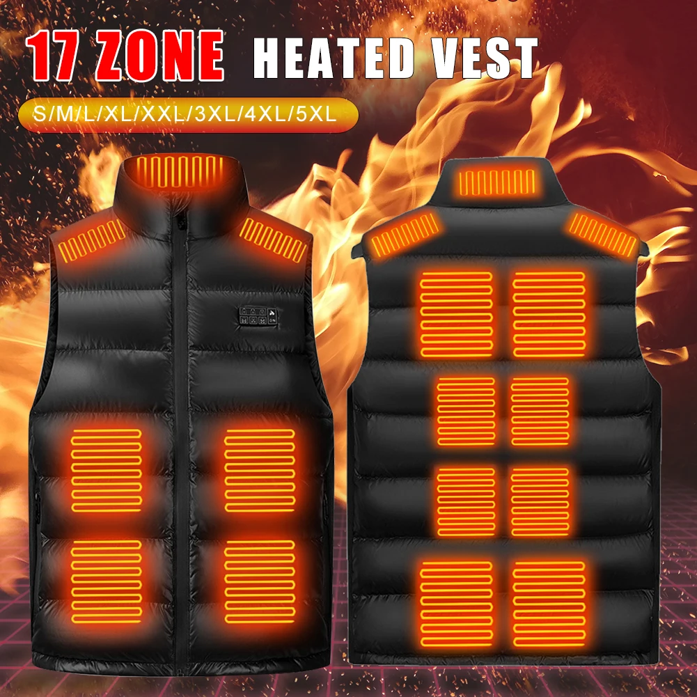 17 Areas Heated Jacket Heating Down Vest USB Powered 3 Gear Temperature Control for Unisex Winter Warm Outdoor Hiking Camping
17 Areas Heated Jacket Heating Down Vest USB Powered 3 Gear Temperature Control for Unisex Winter Warm Outdoor Hiking Camping