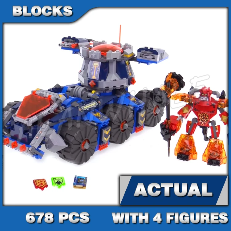 

678pcs Nexoes Knights Axl's Tower Carrier Turret with Wheels Hidden Catapult 10520 Building Blocks Set Compatible with Model