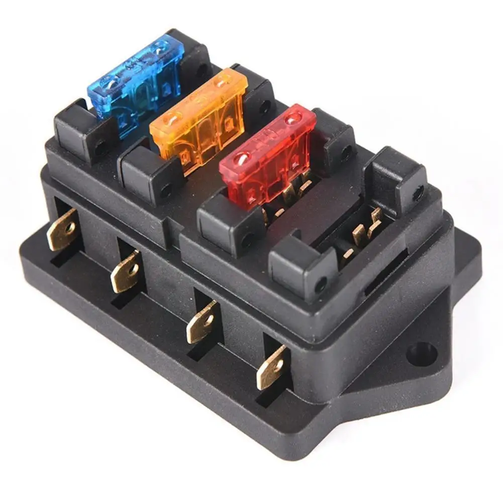 NEW Car 4 Way Circuit Standard ATO Blade Fuse Box Block Holder 12V / 24V 4 Way Fuse For 22mm Handlebar Motorcycles E-Bikes F1O3
NEW Car 4 Way Circuit Standard ATO Blade Fuse Box Block Holder 12V / 24V 4 Way Fuse For 22mm Handlebar Motorcycles E-Bikes F1O3
