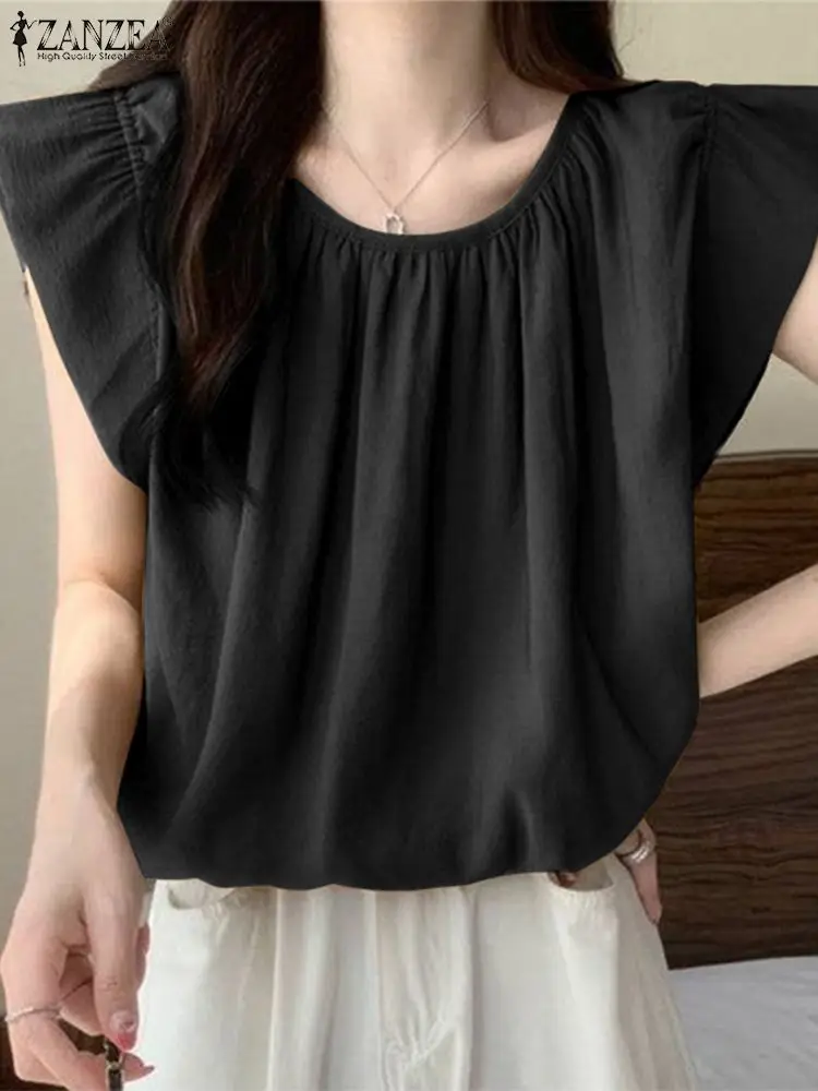 ZANZEA Korean Style Holiday Shirts O-neck Fashion Blouses Ruffles Sleeve Pleats Smock Tops Versatile Solid Color Women Tunics
ZANZEA Korean Style Holiday Shirts O-neck Fashion Blouses Ruffles Sleeve Pleats Smock Tops Versatile Solid Color Women Tunics