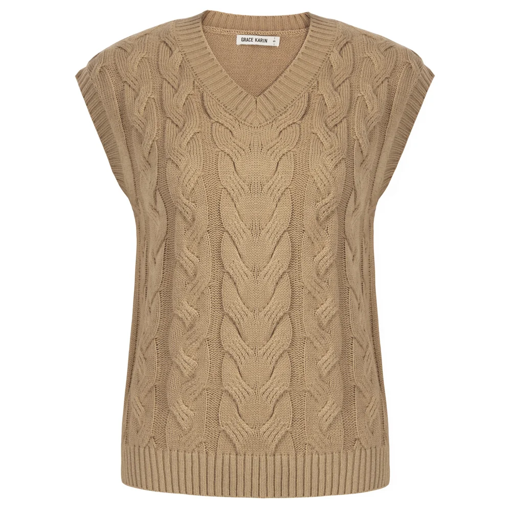 GK Women Knitted Vest Cable Pattern Sweater Vests Loose Cap Sleeve Korean V-Neck Pullover Sweaters Jacket Female
GK Women Knitted Vest Cable Pattern Sweater Vests Loose Cap Sleeve Korean V-Neck Pullover Sweaters Jacket Female