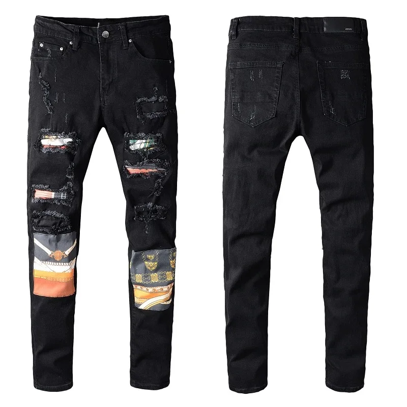 High Street Fashion White Blue Ripped Stacked Jeans Hole Patch Elastic Slim Skinny Mens Pant Top Quality Denim Trousers
High Street Fashion White Blue Ripped Stacked Jeans Hole Patch Elastic Slim Skinny Mens Pant Top Quality Denim Trousers