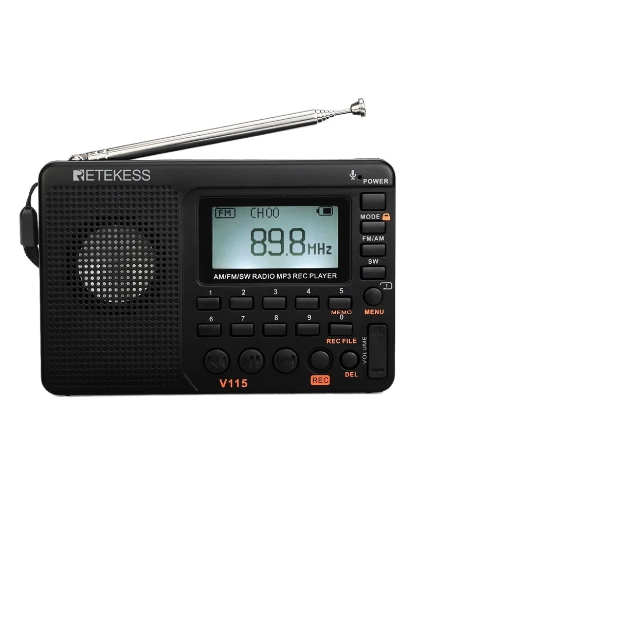 V115 Radio AM FM SW Pocket Radio Shortwave FM Speaker Support TF Card USB REC Recorder Sleep Time
V115 Radio AM FM SW Pocket Radio Shortwave FM Speaker Support TF Card USB REC Recorder Sleep Time