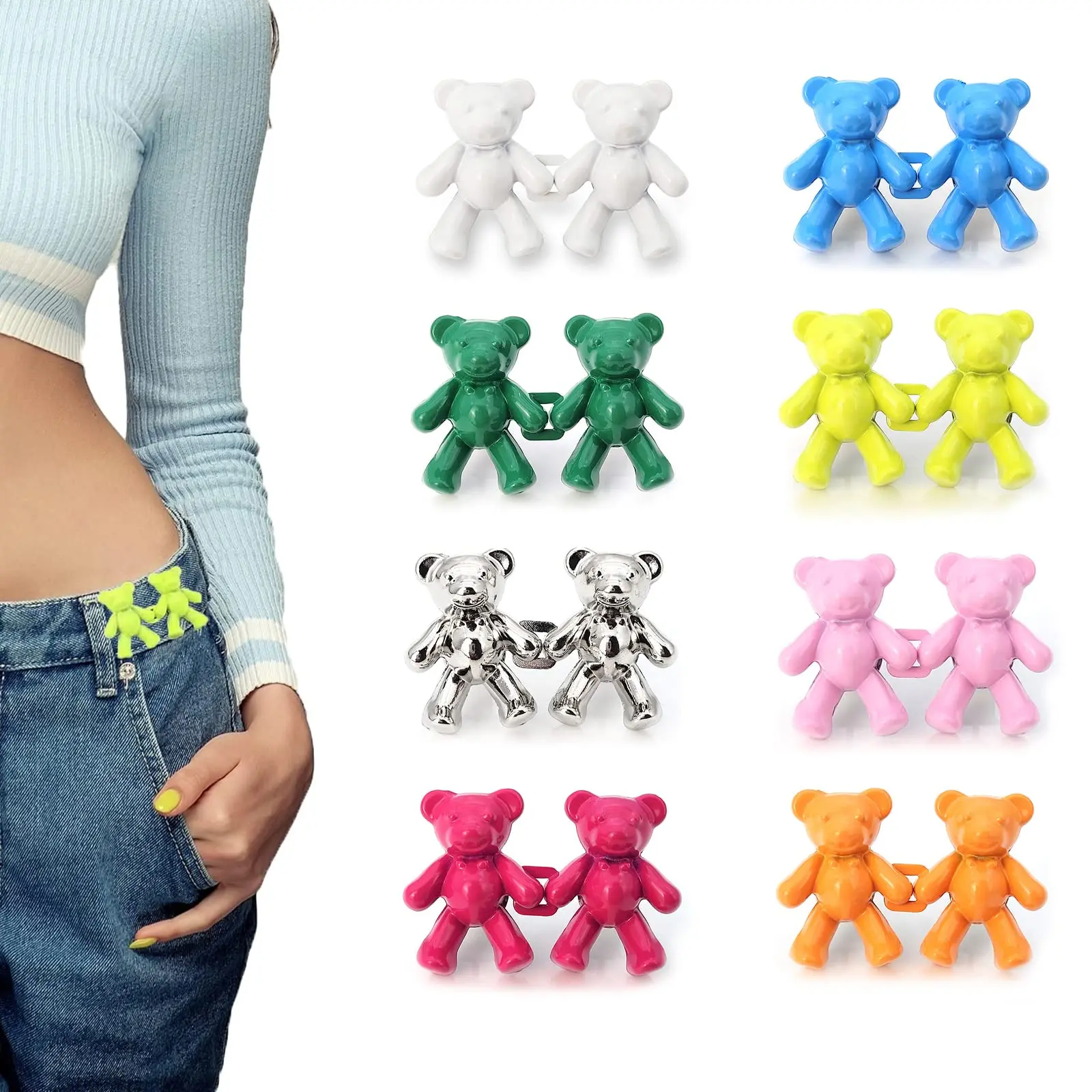 6 Pairs Bear Tighten Waist Button Pin Adjustable Waist Buckle Extender Pant Waist Tightener Fashion Detachable Jean Button Pin
6 Pairs Bear Tighten Waist Button Pin Adjustable Waist Buckle Extender Pant Waist Tightener Fashion Detachable Jean Button Pin