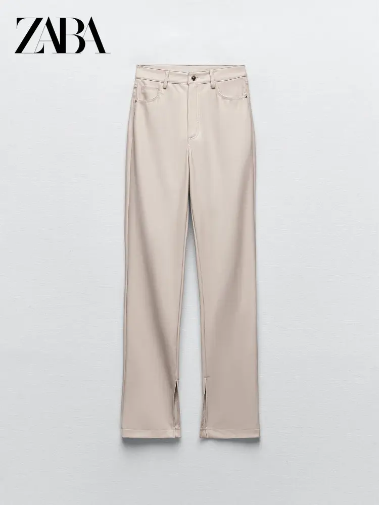 ZABA Autumn and Winter ZA Women's New High-waisted Slim Straight Black Trousers Slit Imitation Leather Slim-fit Flared Trousers
ZABA Autumn and Winter ZA Women's New High-waisted Slim Straight Black Trousers Slit Imitation Leather Slim-fit Flared Trousers