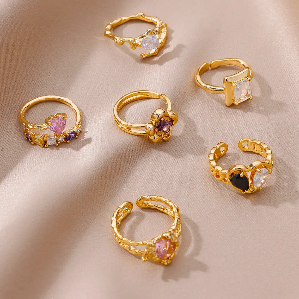 Vintage Shiny Zircon Pink Heart Love Open Ring for Women Y2K Crystal Irregular Ring Kpop Punk Girl Party Jewelry Gifts 2023
Vintage Shiny Zircon Pink Heart Love Open Ring for Women Y2K Crystal Irregular Ring Kpop Punk Girl Party Jewelry Gifts 2023