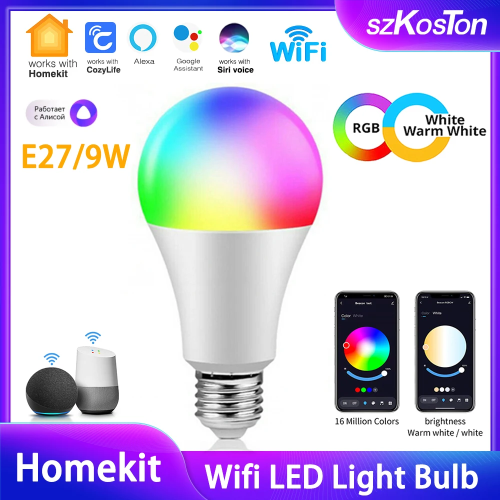 Умная лампа Homekit E27, лампа с регулировкой яркости, 9 Вт, Wi-Fi, изменением цвета, таймером, работает с Alexa Google Homekit Siri Alice
Умная лампа Homekit E27, лампа с регулировкой яркости, 9 Вт, Wi-Fi, изменением цвета, таймером, работает с Alexa Google Homekit Siri Alice