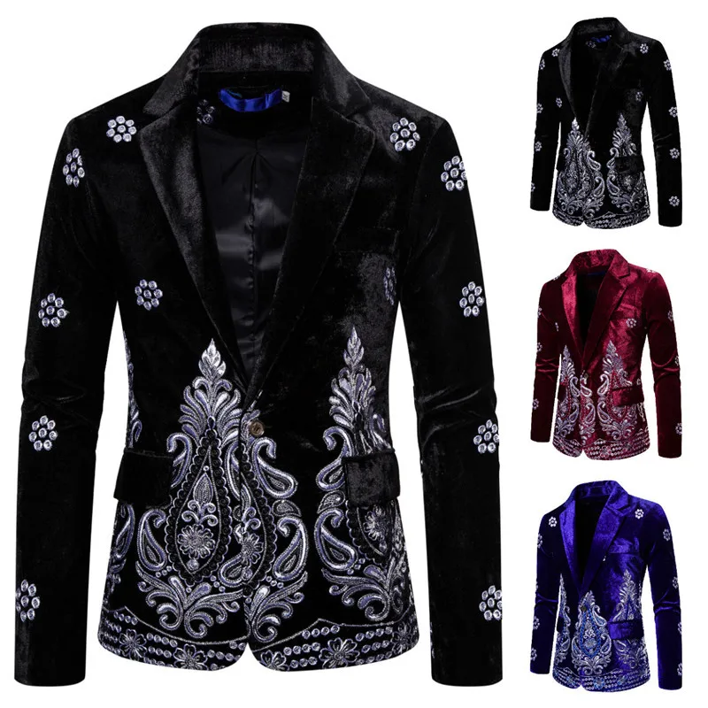 Luxury Business Embroidery Velvet Suit Jacket Men Plus Size Embroidered Suit Dress Top Blazer Male Stage Performance Clothing
Luxury Business Embroidery Velvet Suit Jacket Men Plus Size Embroidered Suit Dress Top Blazer Male Stage Performance Clothing