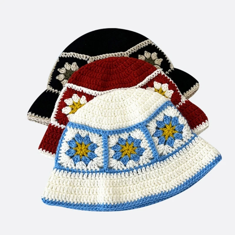 Fashion Crochet Flower Bucket Hat for Woman Summer Spring Sunproof Fisherman Hat Drop Shipping
Fashion Crochet Flower Bucket Hat for Woman Summer Spring Sunproof Fisherman Hat Drop Shipping