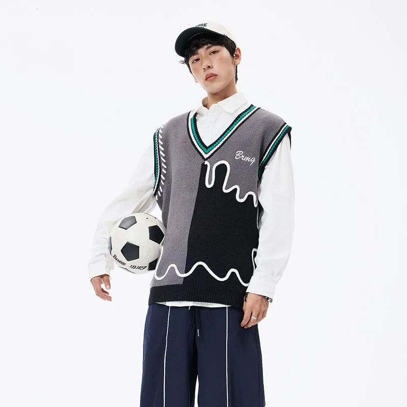 Autumn Winter Color Matching Letter Printing V-neck Sleeveless Men's Cotton Casual Loose Sweater Vest Couple Street Harajuku Top
Autumn Winter Color Matching Letter Printing V-neck Sleeveless Men's Cotton Casual Loose Sweater Vest Couple Street Harajuku Top