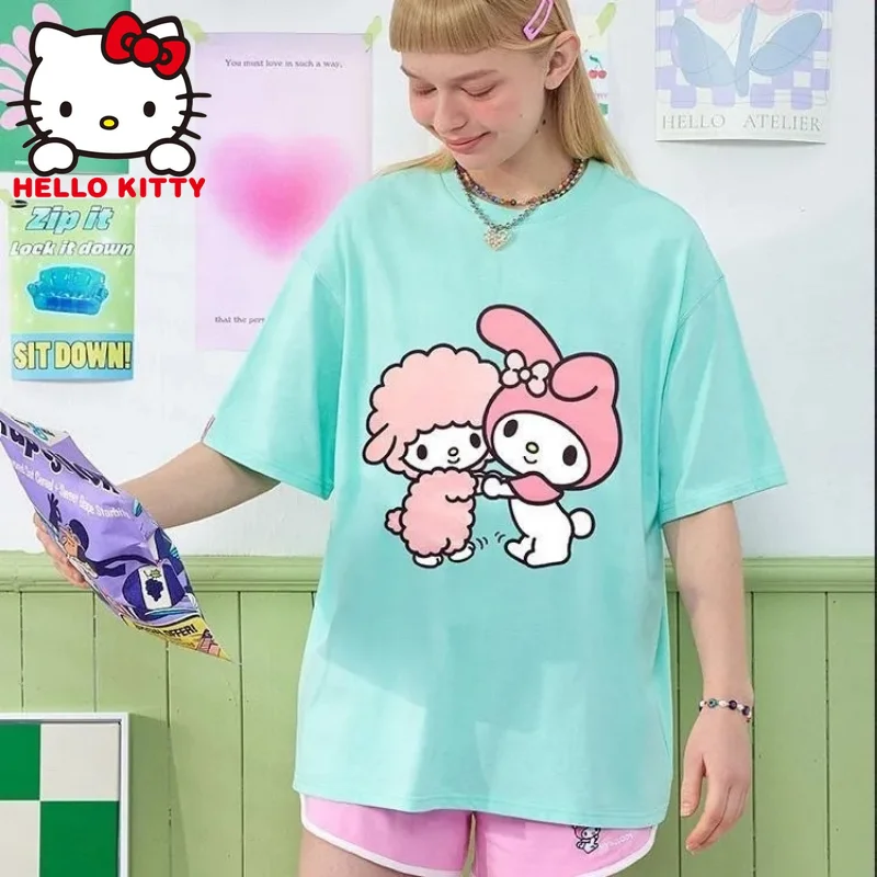 Hello Kitty Y2k T-Shirt Cartoon Kuromi Couple Short-sleeve Anime Print Student Loose Y2k Top Gift Girl Streetwear Oversized Tees
Hello Kitty Y2k T-Shirt Cartoon Kuromi Couple Short-sleeve Anime Print Student Loose Y2k Top Gift Girl Streetwear Oversized Tees