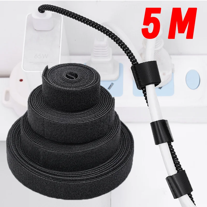 

5M/Roll Cable Organizer Width 1.5cm USB Cables Winder Management Nylon Free Cut Ties for Mouse Earphone Keyboard Cord Cable Ties