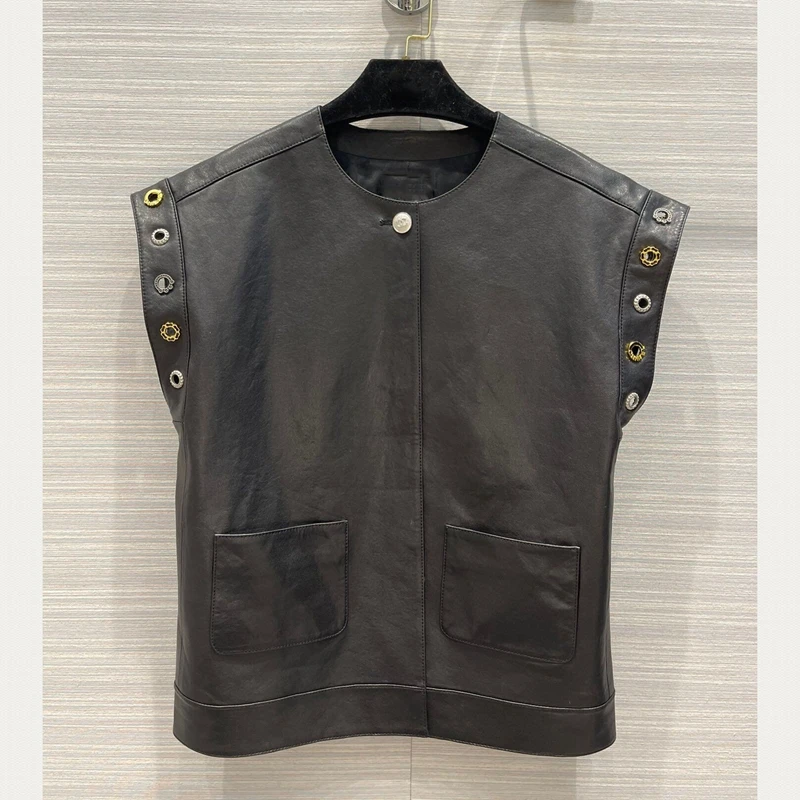 Woman Vest Natural 100% Sheepskin Leather Jackets Female Vest Sheepskin Leather Vest H804
Woman Vest Natural 100% Sheepskin Leather Jackets Female Vest Sheepskin Leather Vest H804