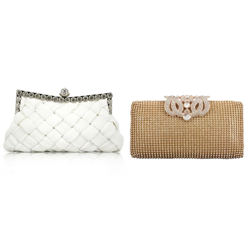 2 Pcs Evening Bag Clutch Purse Party Bridal Clutch Handbag Purse, White & Gold
2 Pcs Evening Bag Clutch Purse Party Bridal Clutch Handbag Purse, White & Gold