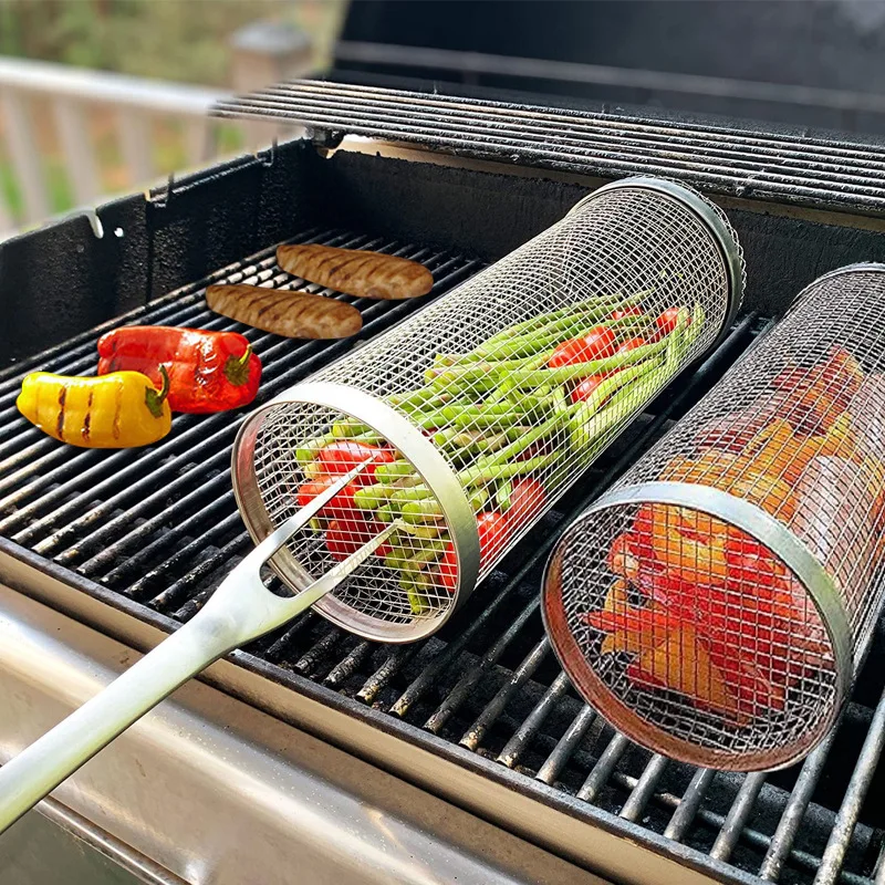 Outdoor Rolling Grilling BBQ Basket Stainless Steel Leakproof Mesh Barbecue Rack Picnic Camping Simple Cylindrical BBQ Grill
Outdoor Rolling Grilling BBQ Basket Stainless Steel Leakproof Mesh Barbecue Rack Picnic Camping Simple Cylindrical BBQ Grill