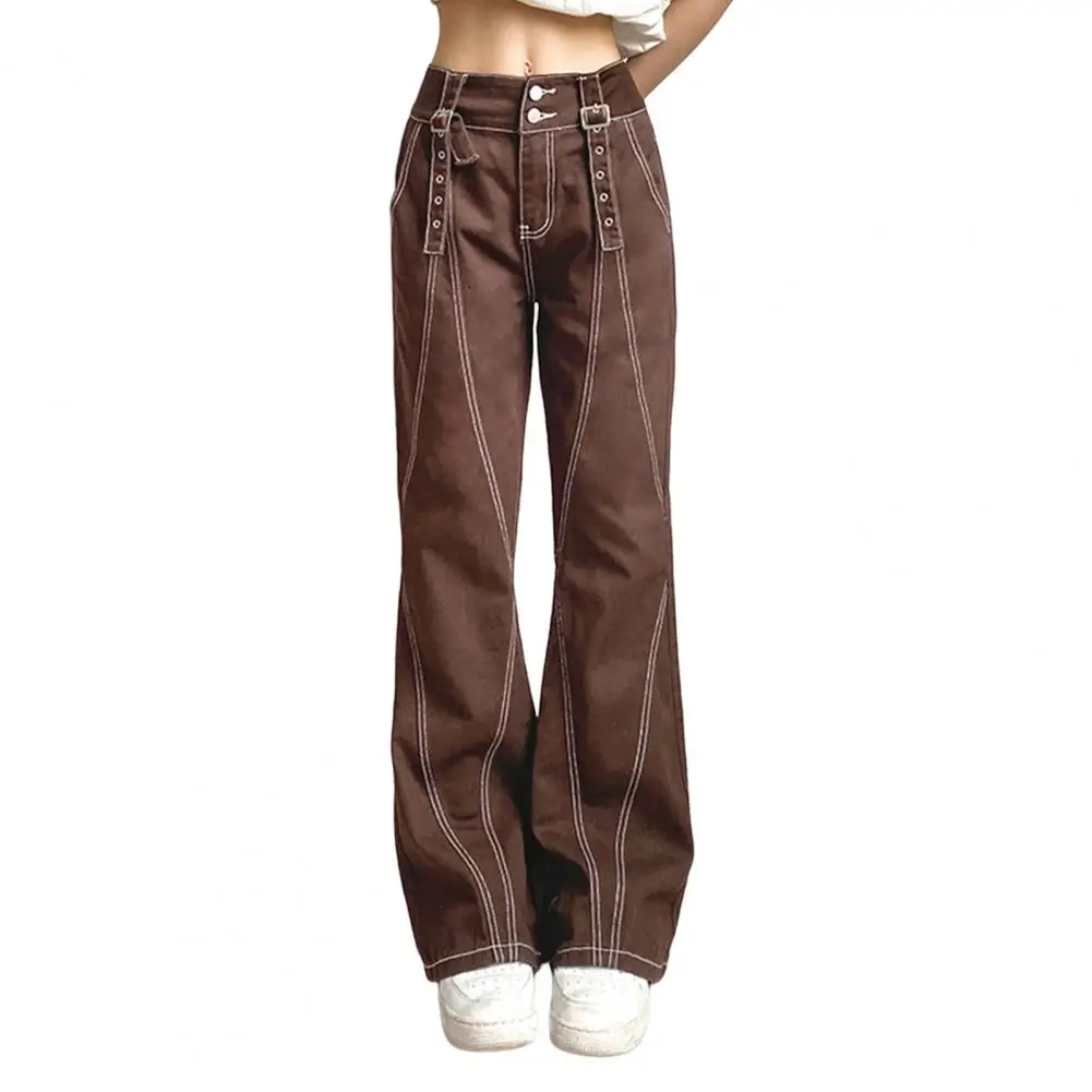 Washable Simple Straight Floor Length Women Denim Overalls Versatile Casual Trousers High Waist Streetwear 
Washable Simple Straight Floor Length Women Denim Overalls Versatile Casual Trousers High Waist Streetwear