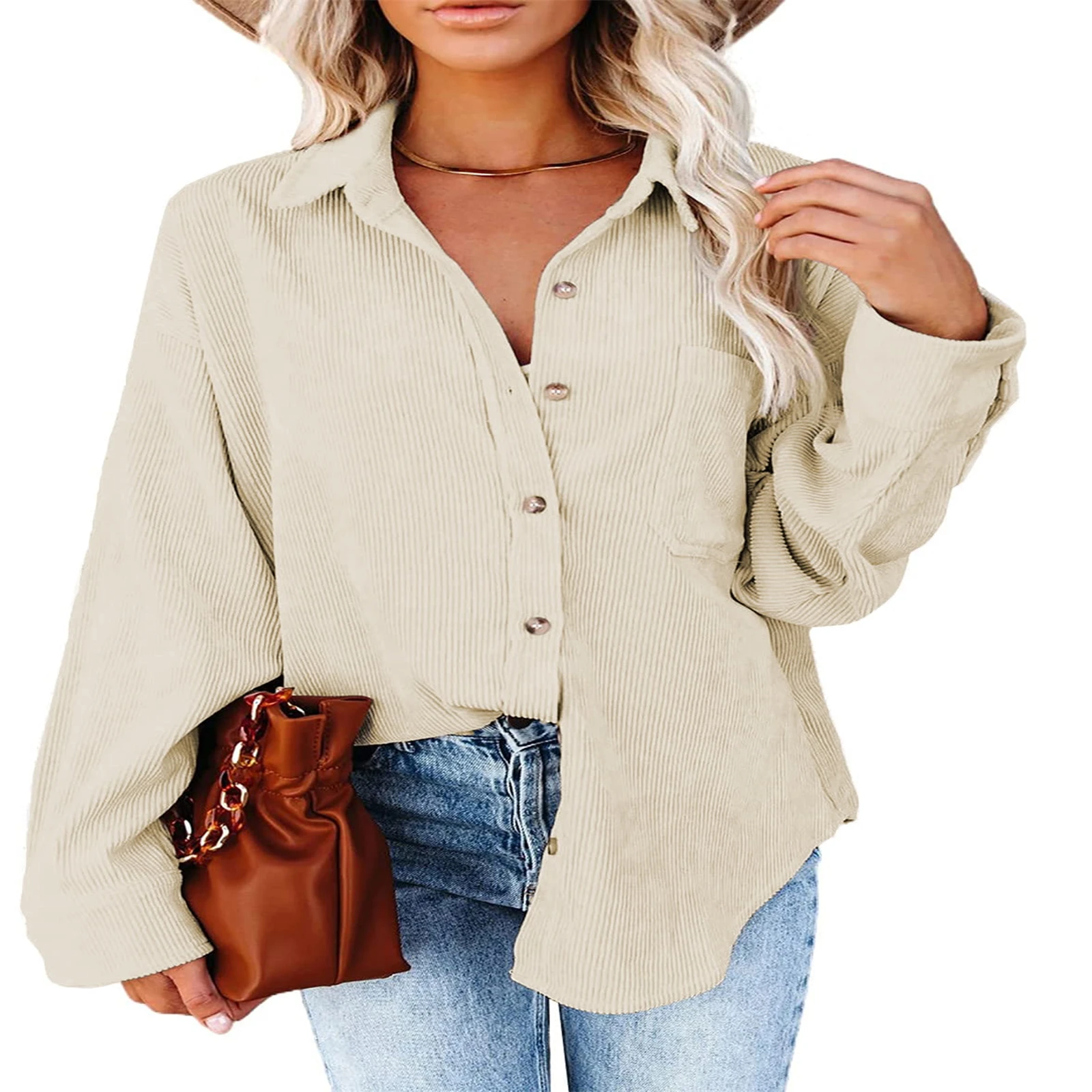 Women Corduroy Button Design Casual Shacket Women's Shirt New Fashion Female Blouse Casual Long Sleeve Button Down Blouses Tops
Women Corduroy Button Design Casual Shacket Women's Shirt New Fashion Female Blouse Casual Long Sleeve Button Down Blouses Tops