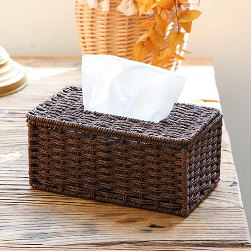 Paper Rope Tissue Box Vintage Napkin Holder Case Clutter Storage Container Cover Living Room Desk Decoration
Paper Rope Tissue Box Vintage Napkin Holder Case Clutter Storage Container Cover Living Room Desk Decoration