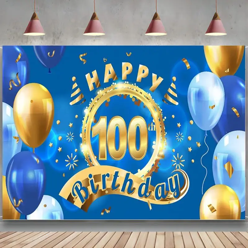 Happy 100th Birthday Backdrop Banner Decor Blue Cheers to 100 Years Old Party Theme Decorations for Men Women Supplies
Happy 100th Birthday Backdrop Banner Decor Blue Cheers to 100 Years Old Party Theme Decorations for Men Women Supplies