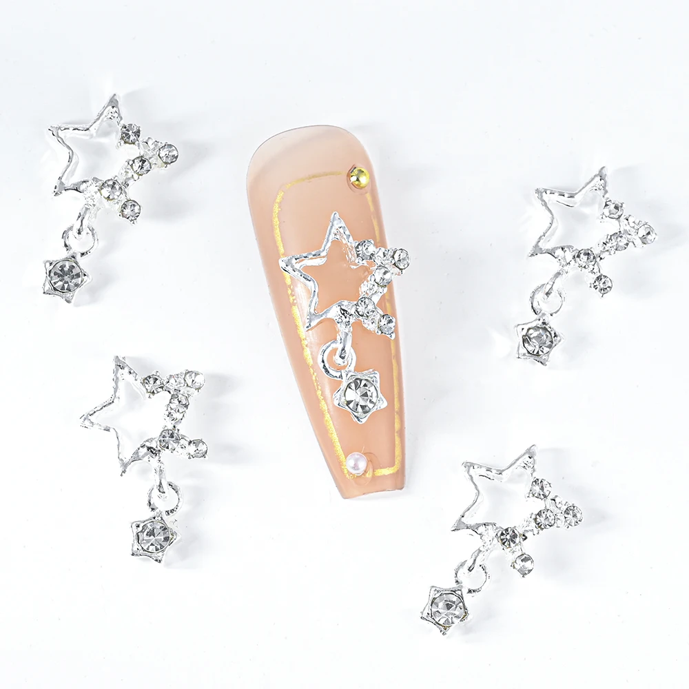 

10pcs Pentagram Star Nail Art Charm Shiny Nail Decoration Luxury Crystal Rhinestones Gem Alloy Luxury DIY Manicure Accessories