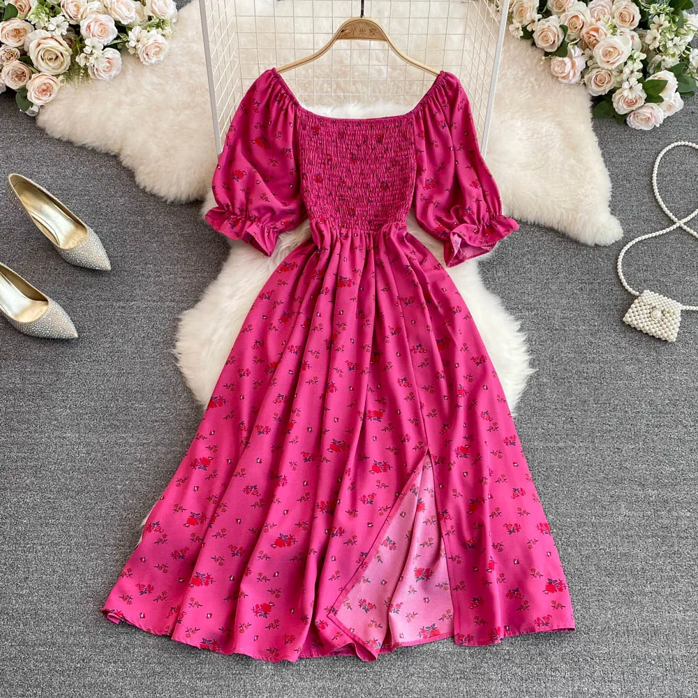 Gentle Style Sweet Women Dresses Square Collar Puff Sleeve Floral Printed Summer Dress 2023 New High Waist Slit Female Dresses
Gentle Style Sweet Women Dresses Square Collar Puff Sleeve Floral Printed Summer Dress 2023 New High Waist Slit Female Dresses