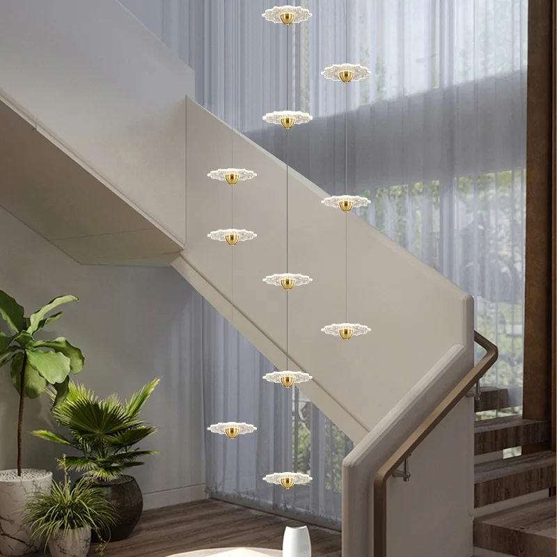 

Современная винтовая лестница, большая люстра, светодиодное освещение для гостиной и помещений, украшение для виллы в скандинавском стиле, ...