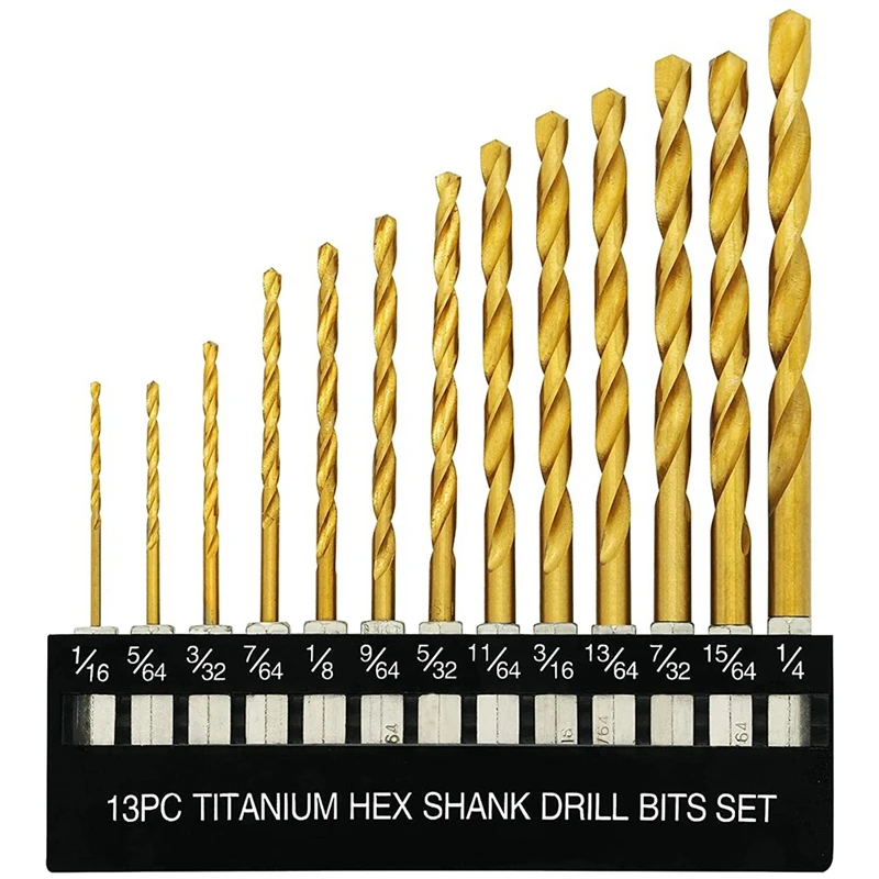 Titanium Hex Drill Bit Set 135 Degree Tip HSS Impact Drill Bit Set For Metal, Wood Quick Change Design
Titanium Hex Drill Bit Set 135 Degree Tip HSS Impact Drill Bit Set For Metal, Wood Quick Change Design