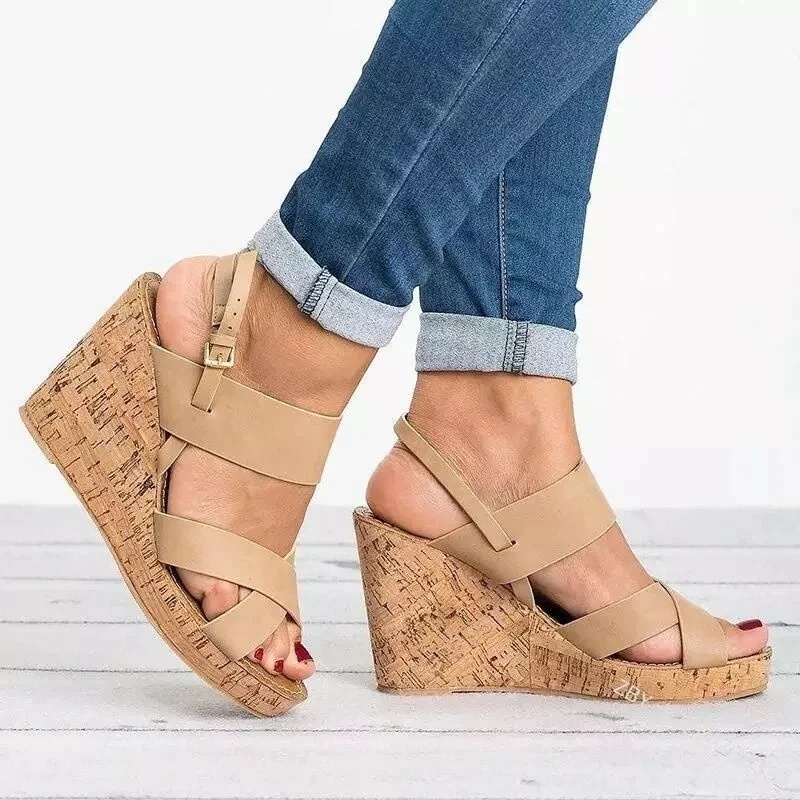 New Summer Wedge Sandals Women Buckle Thick Bottom Platform High Heels Fashion Open Toe Cross Design Comfortable Ladies Shoes
New Summer Wedge Sandals Women Buckle Thick Bottom Platform High Heels Fashion Open Toe Cross Design Comfortable Ladies Shoes