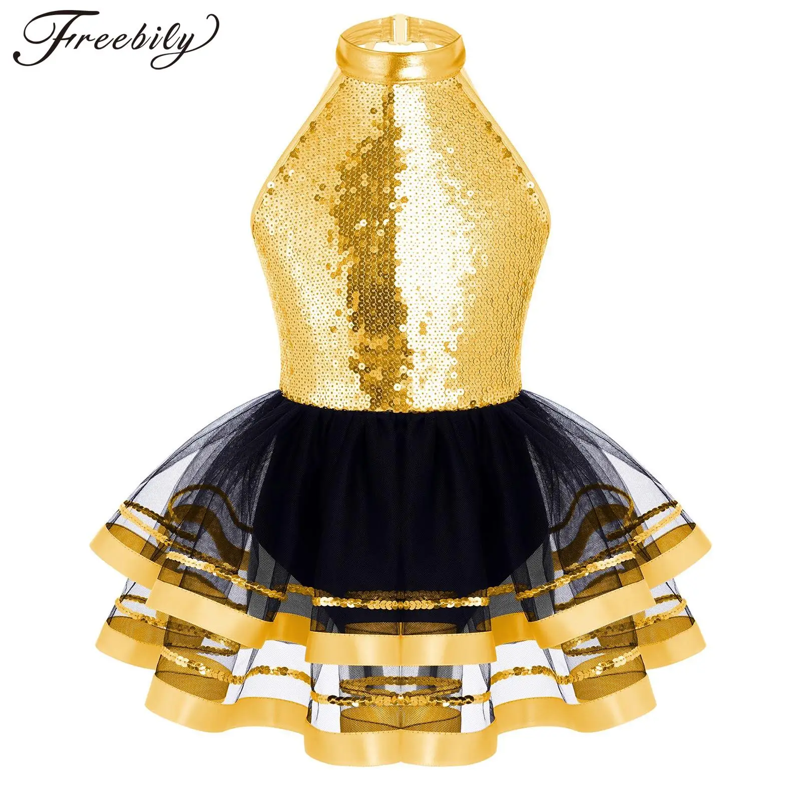 Kid Girls Ballet Leotard Dress Sleeveless Shiny Sequin Backless Mesh Princess Tutu Dance Gymnastics Dress for Stage Performance
Kid Girls Ballet Leotard Dress Sleeveless Shiny Sequin Backless Mesh Princess Tutu Dance Gymnastics Dress for Stage Performance