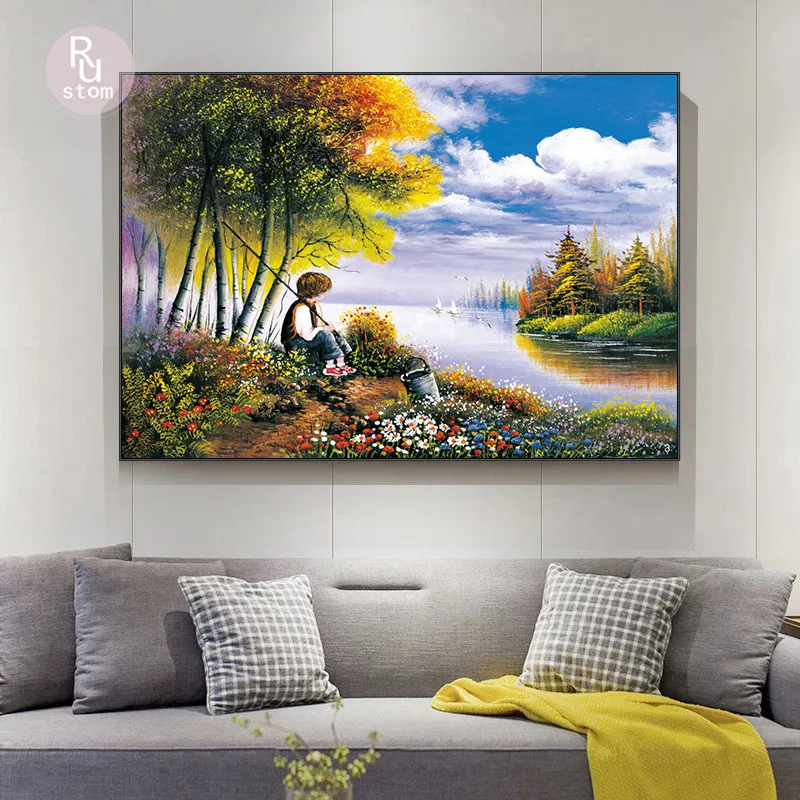 Modern Little Boy Fishing Nature Landscape Oil Painting Canvas Painting Poster Print Wall Art Picture Room Home Decor
Modern Little Boy Fishing Nature Landscape Oil Painting Canvas Painting Poster Print Wall Art Picture Room Home Decor