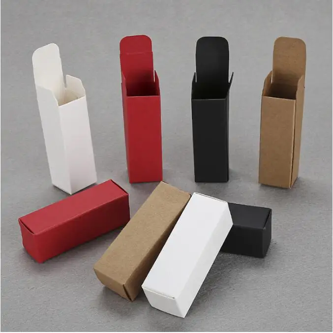 

100pcs Red White Black Kraft Paper Lipstick Essential oil Box Dropper Bottle Cosmetics Gift paper Box Mini Cardboard Boxes
