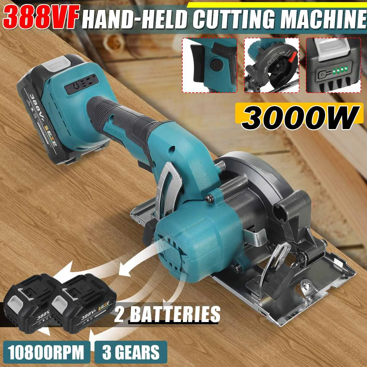 Wolike 125mm 3000W Brushless Cordless Electric Circular Saw 388VF Woodworking Machine Wood Cutters for Makita 18V Battery
Wolike 125mm 3000W Brushless Cordless Electric Circular Saw 388VF Woodworking Machine Wood Cutters for Makita 18V Battery
