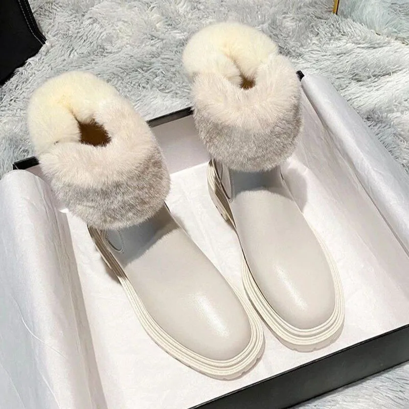 Female Winter Plush Warm Ankle Boots Pu Leather Platform Botas Chunky Heel 2021 Real Rabbit Fur Snow Boots Women Cotton Shoes
Female Winter Plush Warm Ankle Boots Pu Leather Platform Botas Chunky Heel 2021 Real Rabbit Fur Snow Boots Women Cotton Shoes