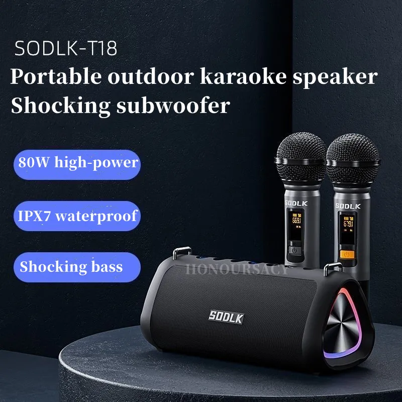 SODLK T18 Phantom 80W High-power Outdoor Karaoke Machine Portable Wireless Bluetooth Speakers 10000mAh Battery Long Battery Life
SODLK T18 Phantom 80W High-power Outdoor Karaoke Machine Portable Wireless Bluetooth Speakers 10000mAh Battery Long Battery Life