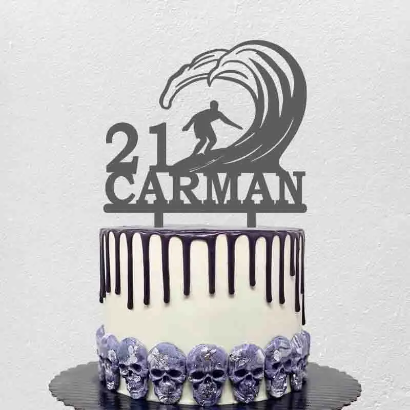 Personalized Surfing Cake Topper Custom Name Age Man Surfing Silhouette For Surfer Birthday Party Cake Decoration Topper
Personalized Surfing Cake Topper Custom Name Age Man Surfing Silhouette For Surfer Birthday Party Cake Decoration Topper